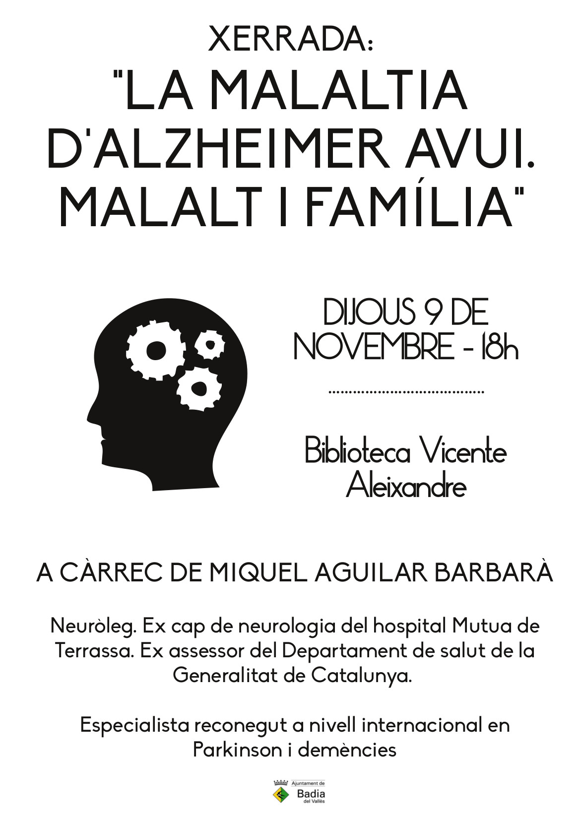 Cartell Xerrada sobre l'Alzheimer