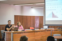 Daniel Serrano i Marta Vicens, tècnic i coordinadora de l'Àrea de Territori de l'Ajuntament, van participar en la presentació del projecte