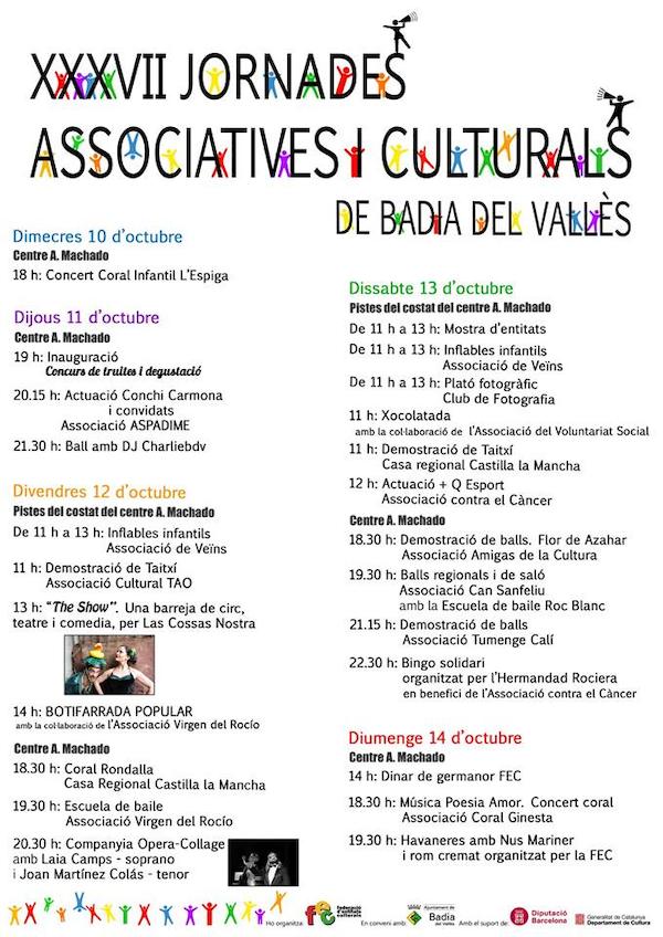 Programa de les XXXVII Jornades Associatives i Culturals de Badia del Valls