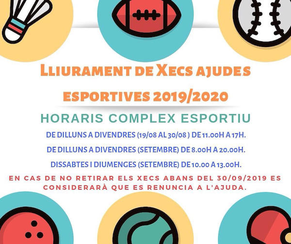 Anunci del període de recollida de les beques esportives Anunci del període de recollida de les beques esportives
