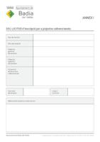 Annex I - Sol·licitud d'inscripció per a projectes subvencionats