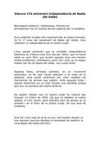 Discurs 17&egrave; aniversari Independ&egrave;ncia Badia del Vall&egrave;s