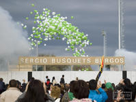 vista cartel con globos