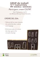 Cartell de la reuni&oacute; del grup de treball de les comunitats ve&iuml;nals de Badia (09/12/15)