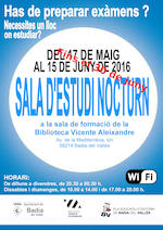Cartell pr&ograve;rroga Sala d'estudis nocturna