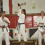 Sof&iacute;a Mart&iacute;n saluda des del primer calaix del podi. Foto: cedida