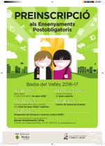 Cartell preinscripci&oacute; ensenyaments postobligatoris 2016-2017