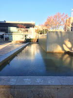 L'aigua de la font de la pla&ccedil;a Major, que aquests dies no est&agrave; en funcionament, congelada.