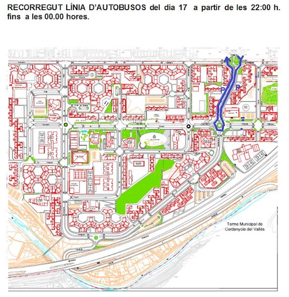 Recorregut del bus durant els focs articials de diumenge