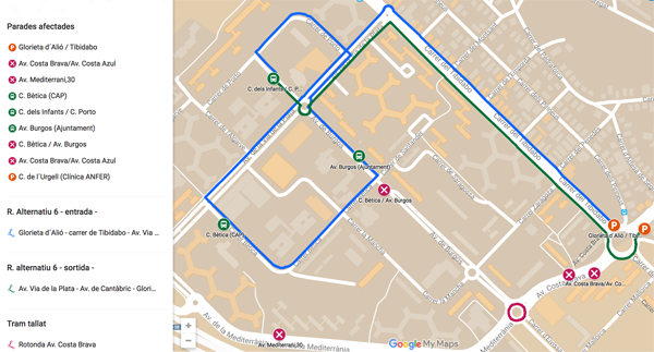 Situació de parades d'autobús dimecres