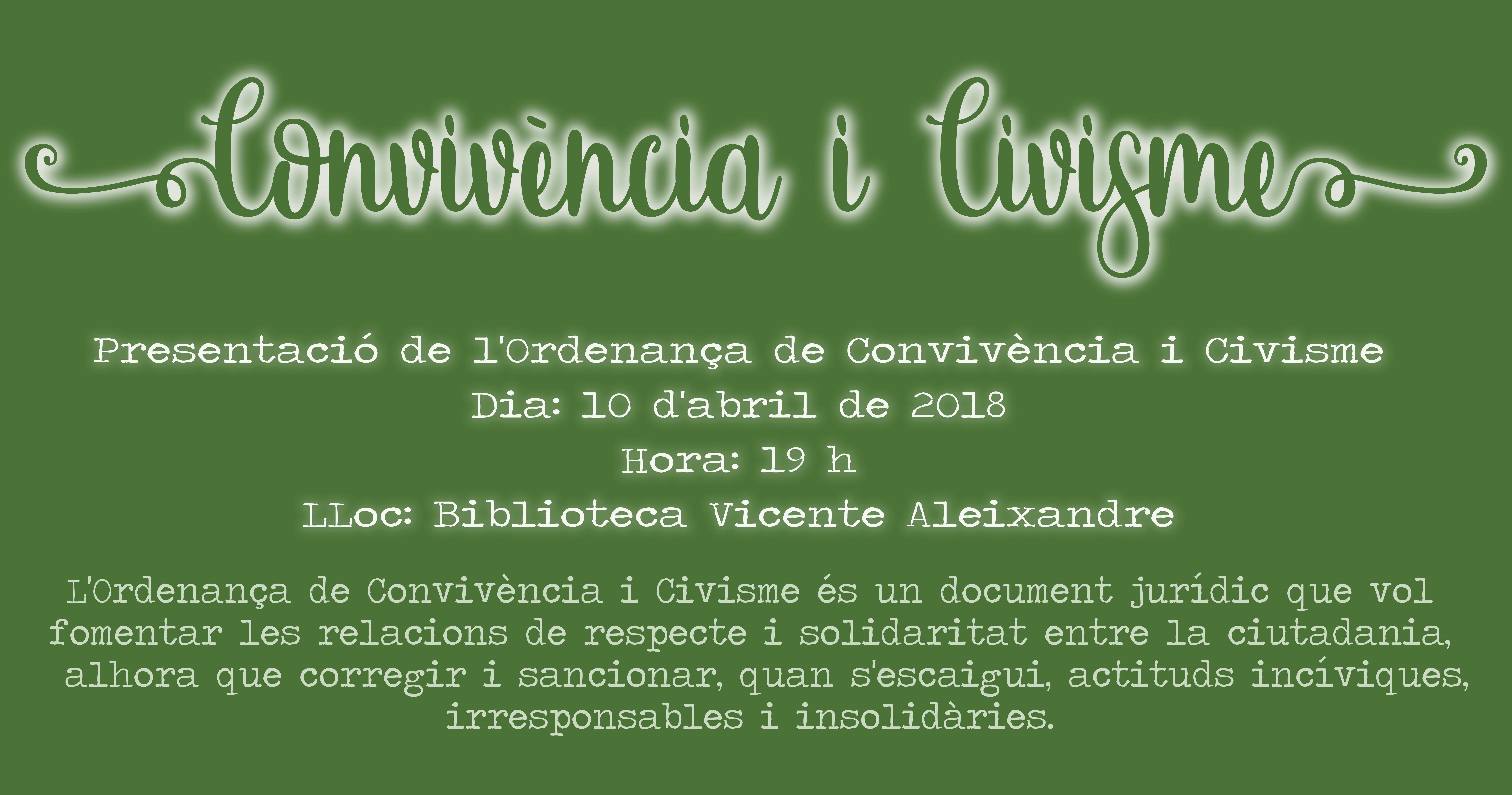Presentaci de l'Ordenana de Convivncia i Civisme