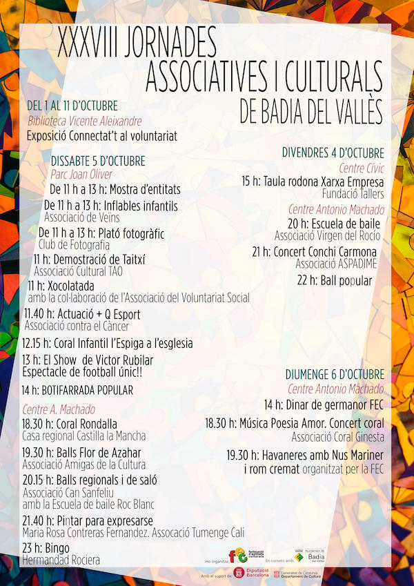 Programa de les XXXVIII Jornades Associatives i Culturals de Badia