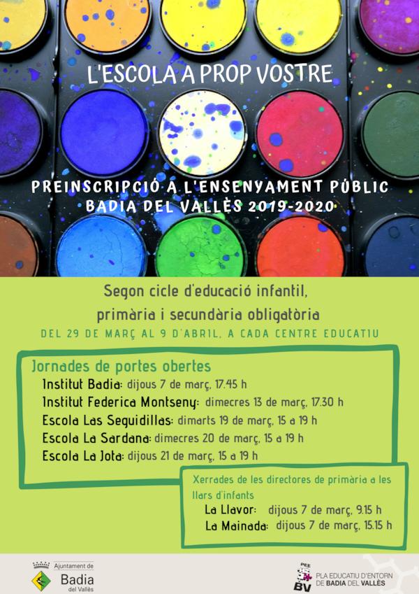Cartell del procés de preinscripció