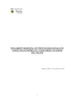 Proposta de Reglament municipal de prestacions socials de caràcter econòmic