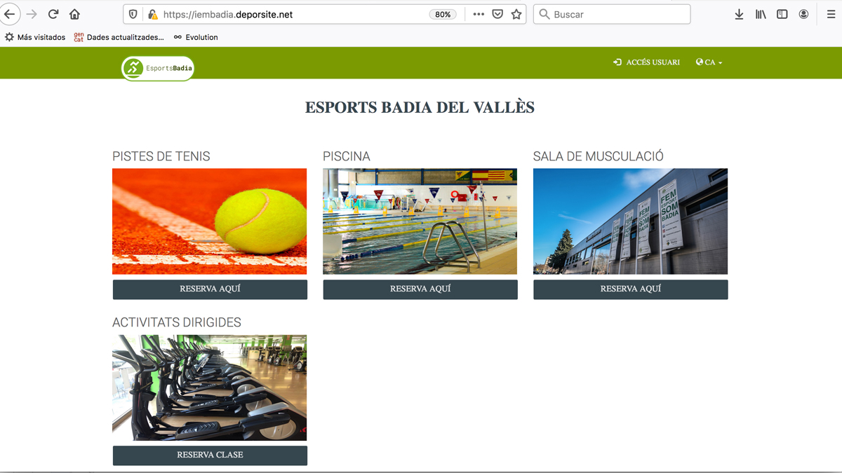 iembadia.deporsite.net, la web per reservar hora al Complex Esportiu