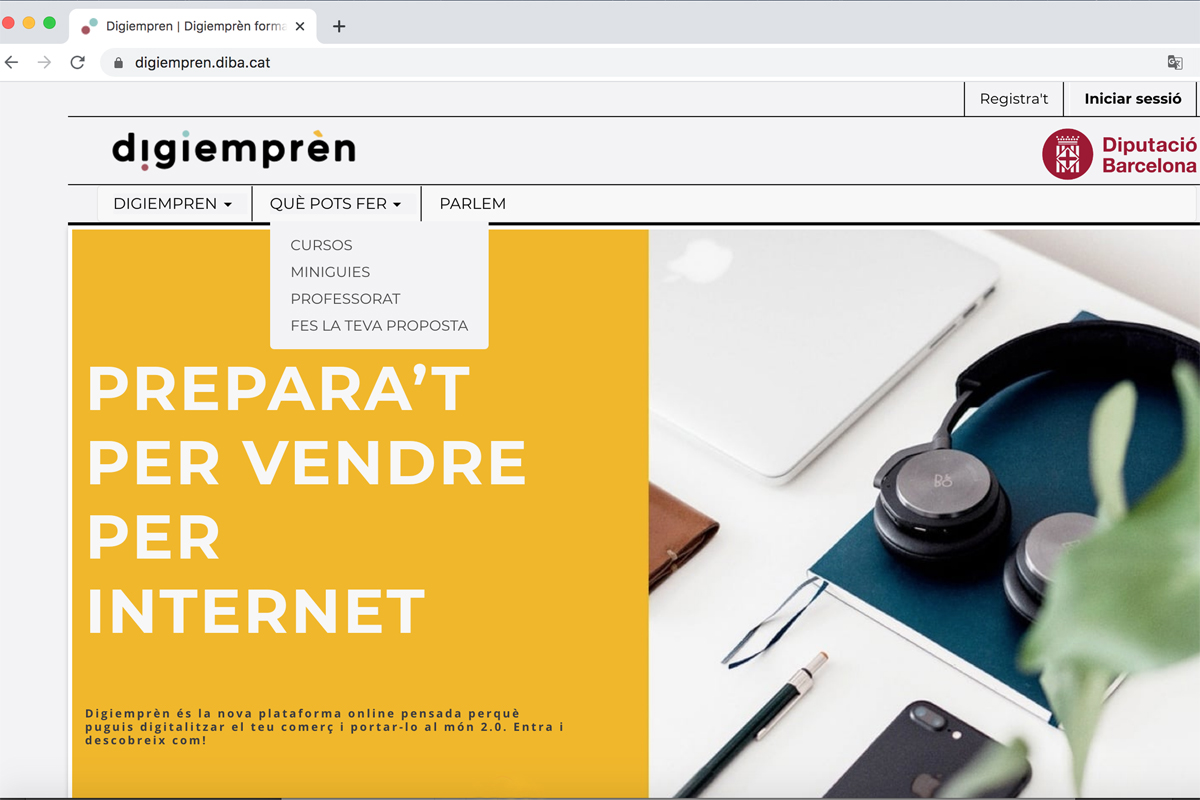 Web de Digiemprèn, el servei de formació digital de la Diputació de Barcelona