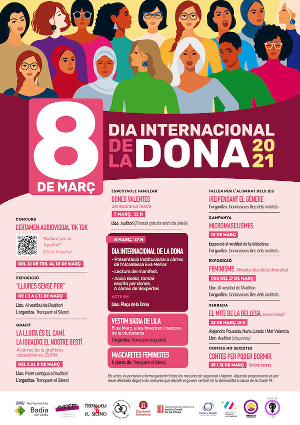Cartell dels actes del Dia de la Dona a Badia del Vallès