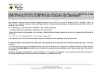 Diligència provisional dels mèrits del procés selectiu per a la constitució d'una borsa de treball d'oficials i ajudants d´obra i manteniment