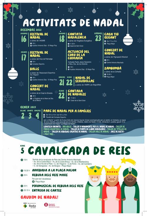 Cartell amb les activitats de Nadal a Badia