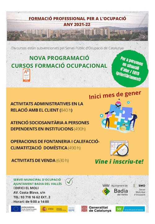 Cursos aprovats per al Servei Municipal d'Ocupació