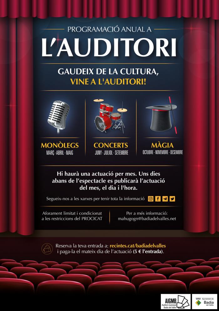 Cartell de la programació cultural a l'Auditori