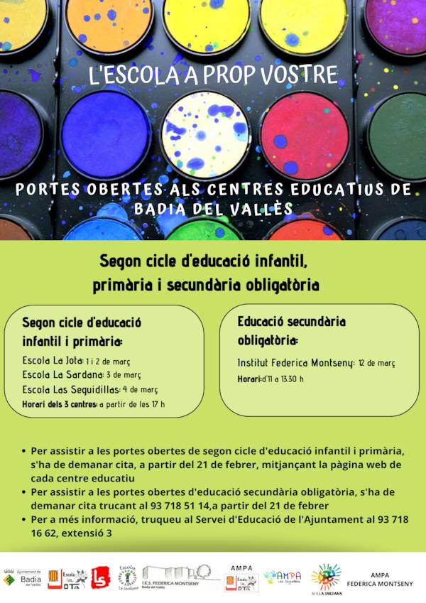 Cartell de portes obertes del centres educatius de Badia del Vallès