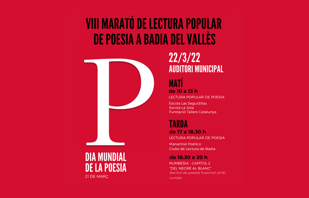 El Servei Local de Català i la Biblioteca Vicente Aleixandre organitzen demà dimarts, 22 de març, la VIII Marató de Lectura Popular de Poesia