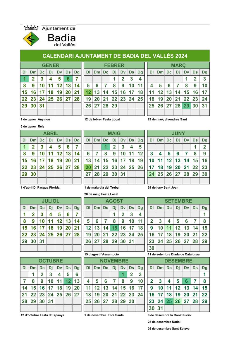 Calendari Badia del Vallès 2024