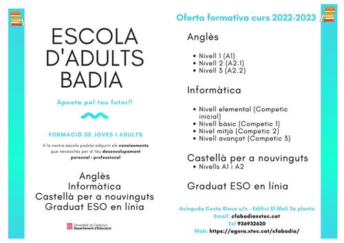 Oferta educativa de l'Escola d'Adults