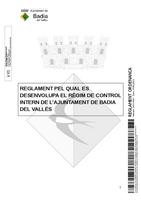 Reglament pel qual es desenvolupa el règim de control intern de l´Ajuntament de Badia del Vallès