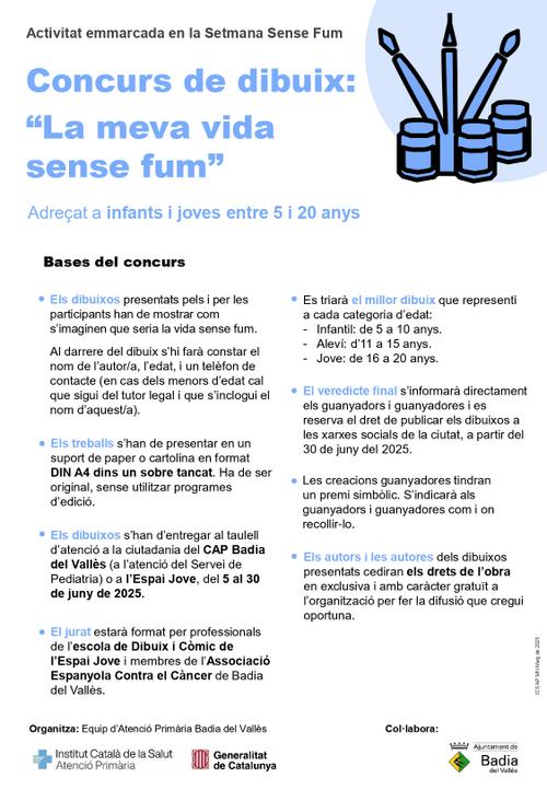 Cartell amb les bases del concurs La meva vida sense fum