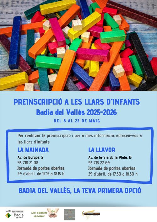 Cartell de preinscripció a les llars d'infants