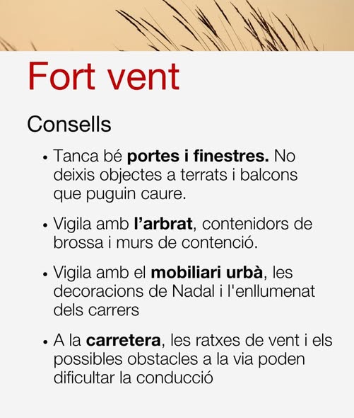 Consells davant de ventades