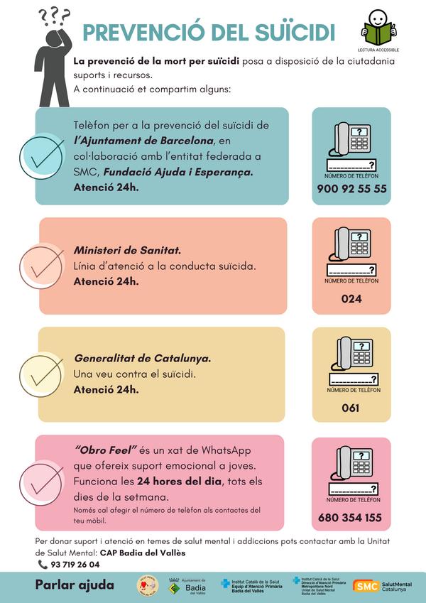 Contactes per a la prevenci&oacute; del su&iuml;cidi