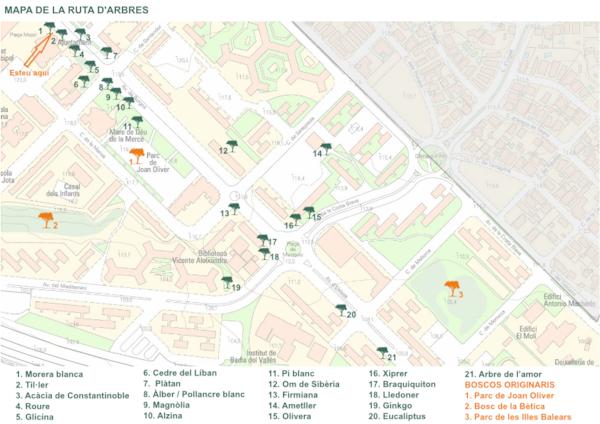 Mapa de la Ruta dels Arbres