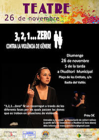 Cartell 3,2,1... Zero. Contra la viol&egrave;ncia de g&egrave;nere.